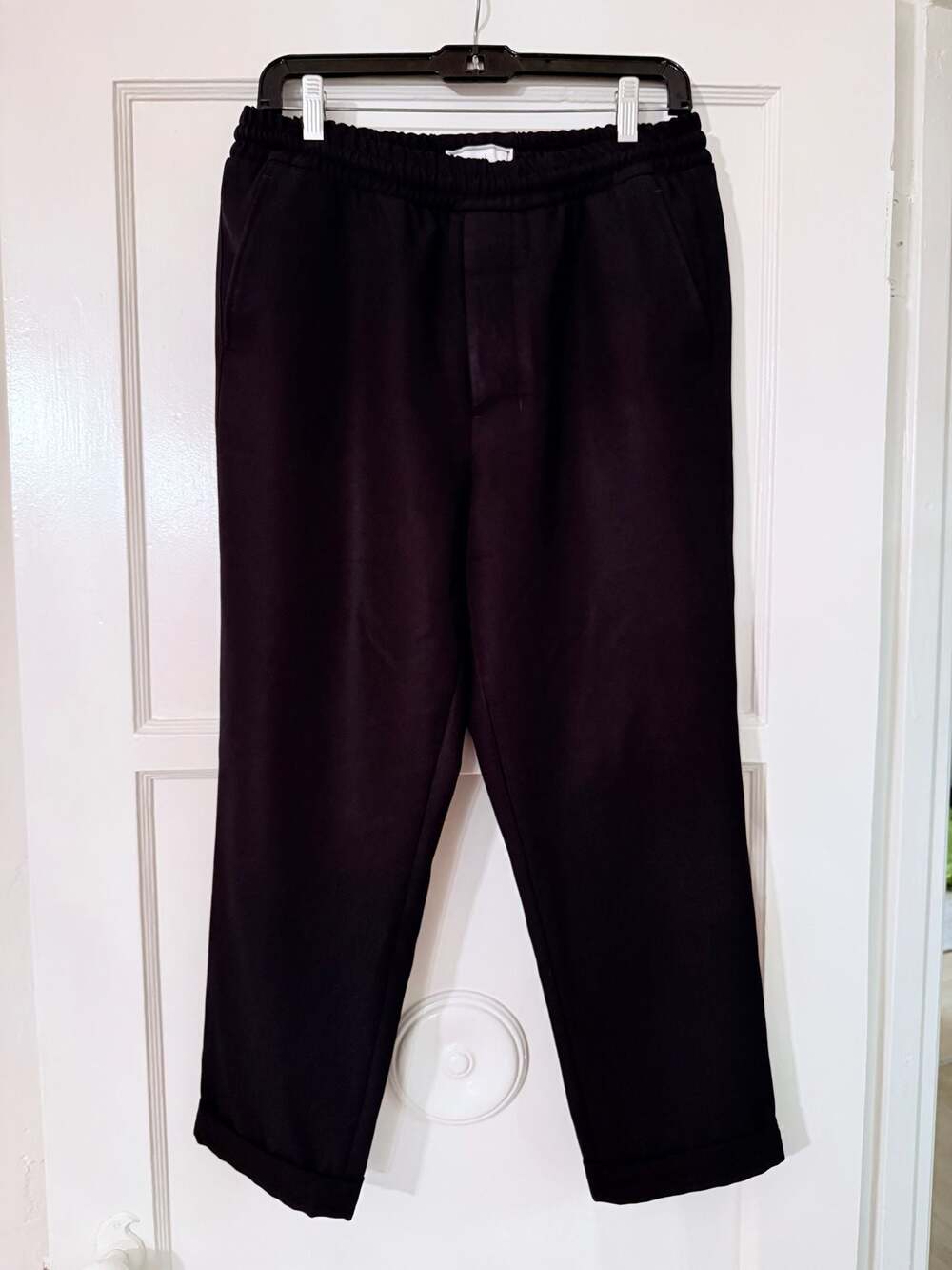 AMI Alexandre Mattiussi Black 100% Wool Elasticated Drawstring Trousers